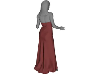 Woman in Wedding Dress 3D Model preview