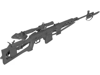 SVD Dragunov Sniper Rifle 3D Model preview