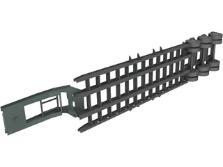 Trailer 3 Axes Flatbed 3D Model preview