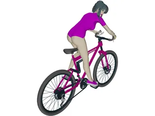 Woman on Bicycle 3D Model preview