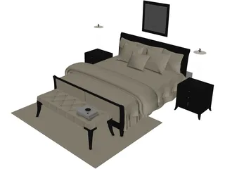 Fancy Bed King Size 3D Model preview