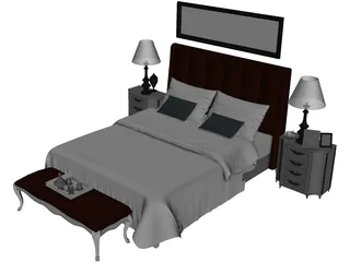Bed Fancy Design King Size 3D Model preview