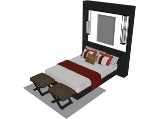 Bed Fancy Design King Size 3D Model preview