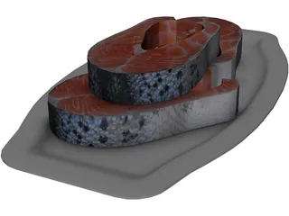 Salmon on a Plate 3D Model preview