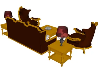 Classic Furniture Set 3D Model preview