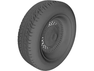 Daytona Wire Rim and Tyre 3D Model preview