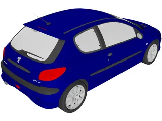 Peugeot 206 3D Model preview