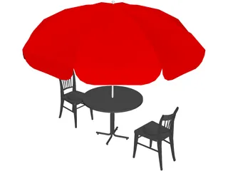 Cafe Table Set 3D Model preview