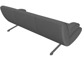 Sofa Cushioned 3D Model preview