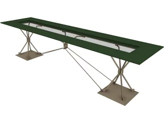 Iron and Wood/Glass Table 3D Model preview