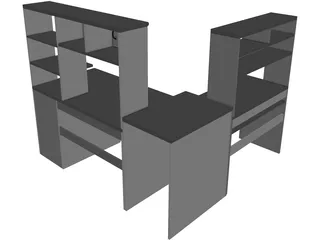 Desk Computer Wrap Around 3D Model preview