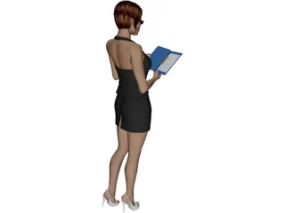 Woman with Book 3D Model preview