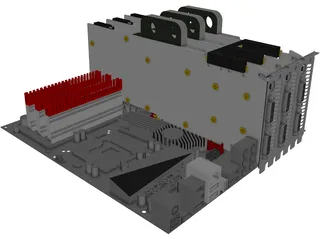 ASUS Rampage III Extreme Motherboard 3D Model preview