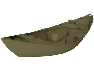Wooden Drift Boat 3D Model preview