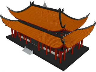 Attic Chinese Building 3D Model preview