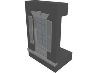 Double Hung Window and Shutter 3D Model preview