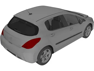 Peugeot 308 (2008) 3D Model preview