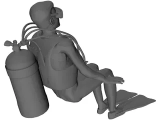 Scuba Diver 3D Model preview