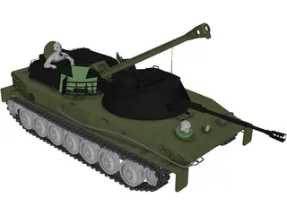 2S1 Gvosdika 3D Model preview