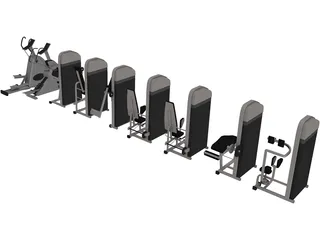 Fitness Equipment Collection 3D Model preview