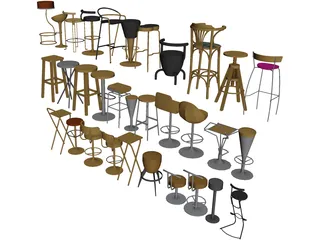 Bar Chairs Collection 3D Model preview