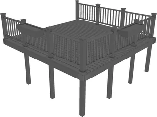 Wooden Deck 3D Model preview