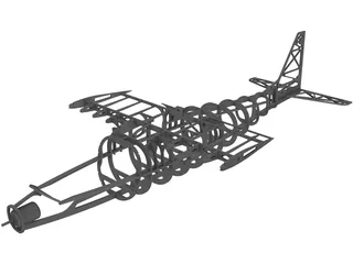 RC Glider Plane Balsa Frame 3D Model preview