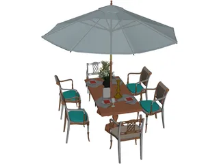 Chairs and Table Garden 3D Model preview
