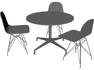 Eames Seatings and Table 3D Model preview