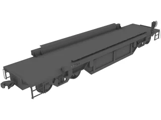Flat Bed Train Carriage 3D Model preview