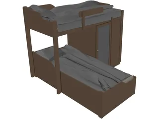 Bunk Bed 3D Model preview