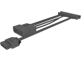 SATA 22-pin Cable 3D Model preview