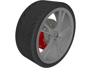 Wheel/Tire with Caliper and Rotor 3D Model preview