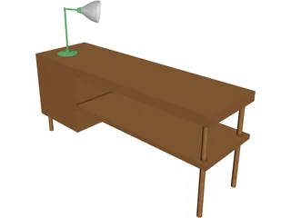 Table and Lamp 3D Model preview