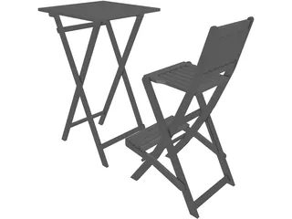 Bar Chair and Table 3D Model preview