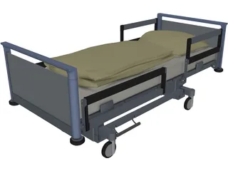Hospital Bed 3D Model preview