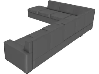 Round Exterior Sofa 3D Model preview