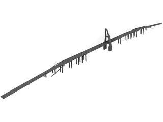 Cable Stayed Bridge 3D Model preview