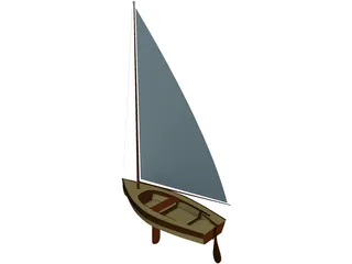 Wooden Sailboat 3D Model preview