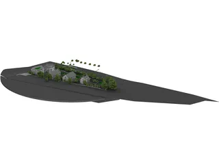 Settlement with 12 Buildings 3D Model preview