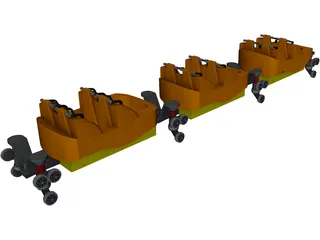 Roller Coaster Train 3D Model preview