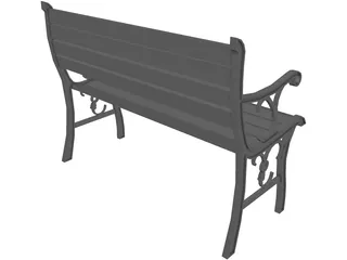 Wrought Iron Park Bench 3D Model preview