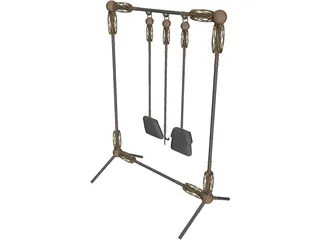 Fire Place Tools and Rack 3D Model preview