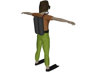 Woman Swimmer 3D Model preview