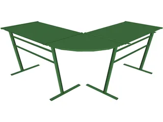 Desk Glass Top Contemporary 3D Model preview
