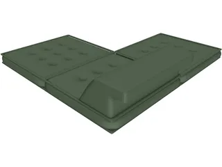 Floor Futon and Pillows 3D Model preview
