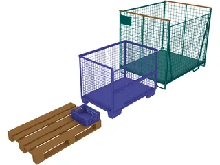Loads [Lattice Boxes and Europallet] 3D Model preview