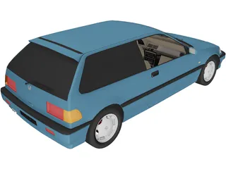 Honda Civic IV Hatchback (1987) 3D Model preview