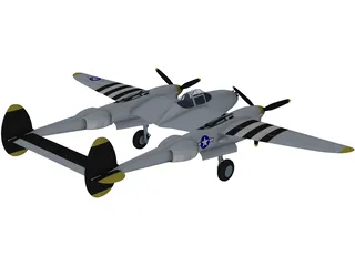 Lockheed P-38 Lightning 3D Model preview