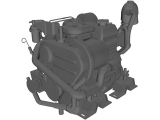 Yanmar 2cyl Engine 3D Model preview